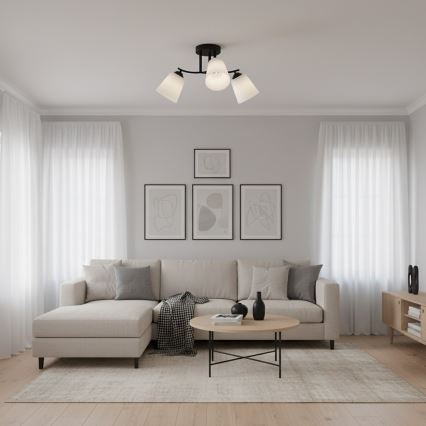 Prisadený luster PAFOS 3xE27/15W/230V čierny