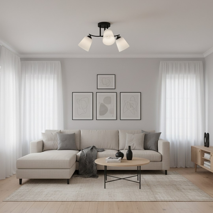 Prisadený luster PAFOS 3xE27/15W/230V čierny