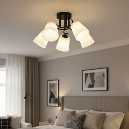 Prisadený luster PAFOS 5xE27/15W/230V čierny