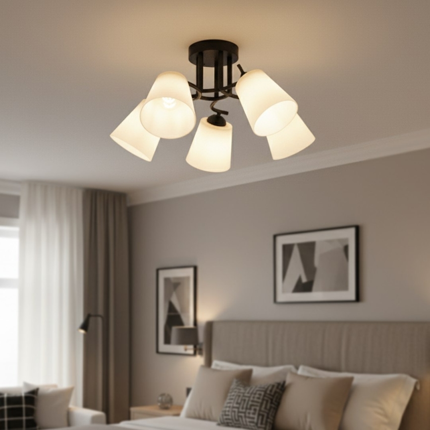 Prisadený luster PAFOS 5xE27/15W/230V čierny