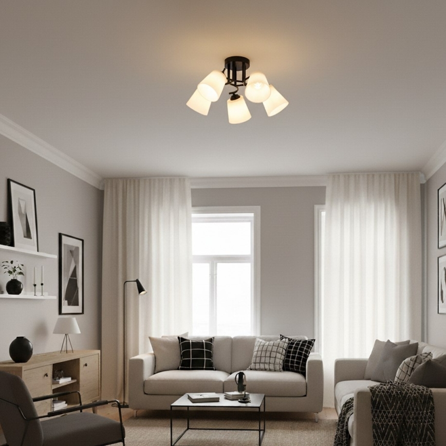 Prisadený luster PAFOS 5xE27/15W/230V čierny