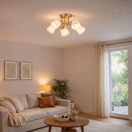 Prisadený luster PAFOS 5xE27/15W/230V zlatý