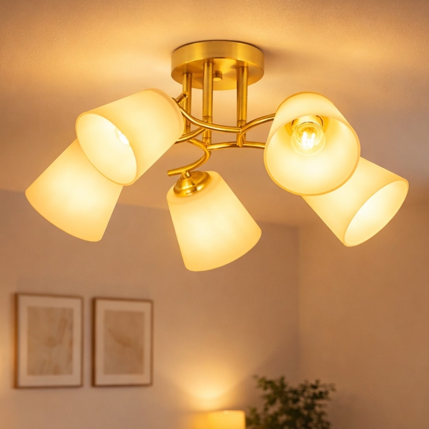 Prisadený luster PAFOS 5xE27/15W/230V zlatý