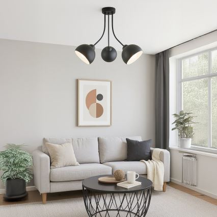 Prisadený luster QUEEN 3xE27/15W/230V čierny