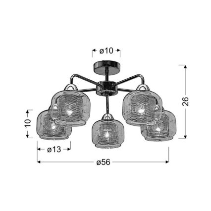 Prisadený luster RAY 5xE14/40W/230V