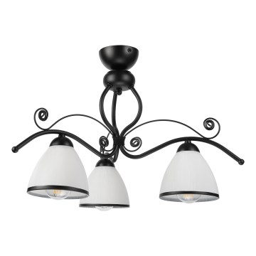 Prisadený luster RETRO 3xE27/60W/230V čierna/biela