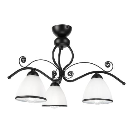 Prisadený luster RETRO 3xE27/60W/230V čierna/biela
