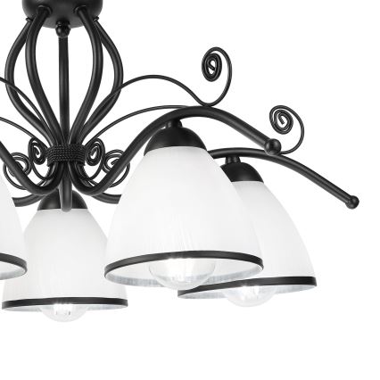 Prisadený luster RETRO 5xE27/60W/230V čierna/biela