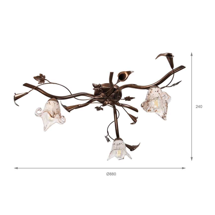 Prisadený luster ROZETA 3xE14/40W/230V bronzový