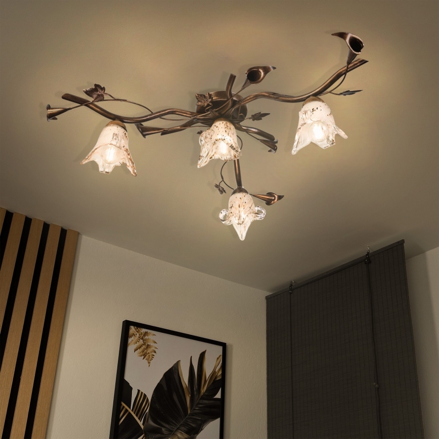 Prisadený luster ROZETA 4xE14/40W/230V bronzový