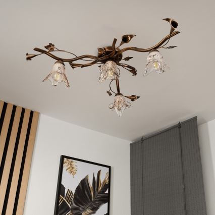 Prisadený luster ROZETA 4xE14/40W/230V bronzový