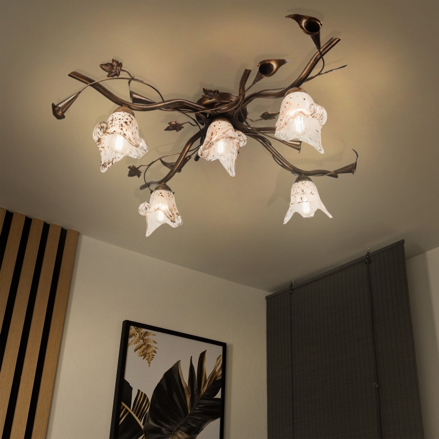 Prisadený luster ROZETA 5xE14/40W/230V bronzový