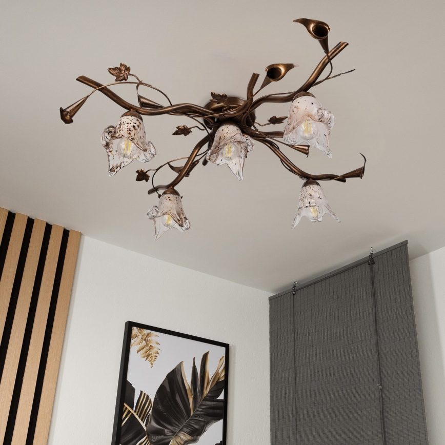 Prisadený luster ROZETA 5xE14/40W/230V bronzový