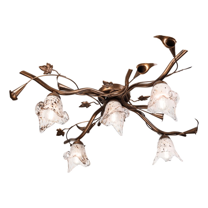 Prisadený luster ROZETA 5xE14/40W/230V bronzový