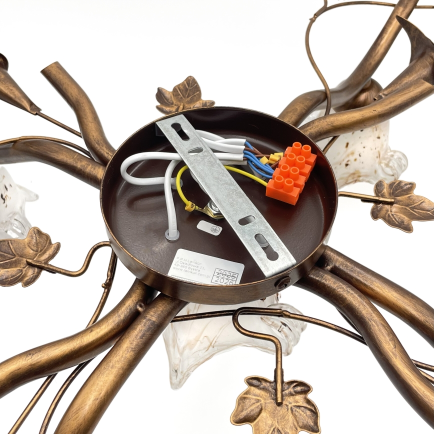 Prisadený luster ROZETA 5xE14/40W/230V bronzový