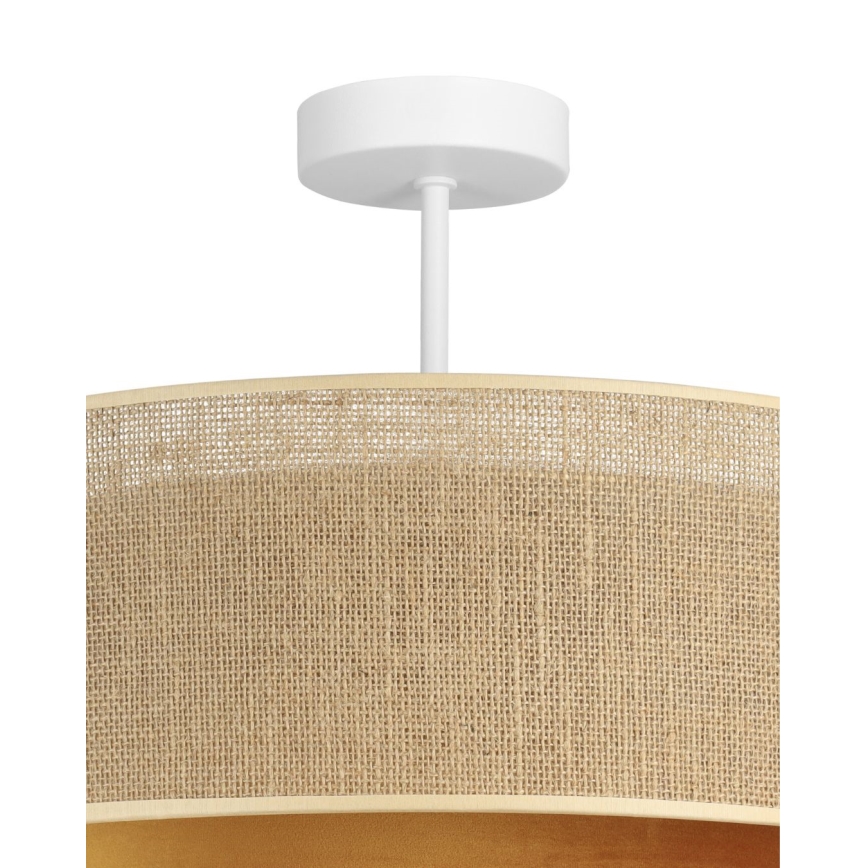 Prisadený luster SARTA 1xE27/60W/230V medený/juta