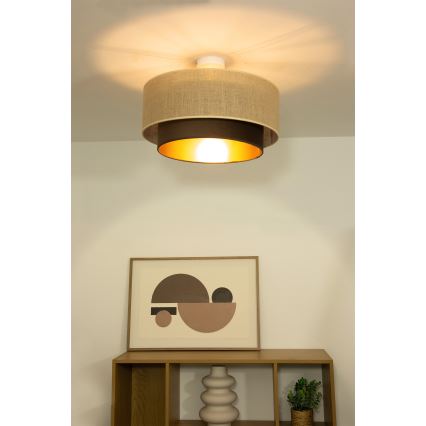 Prisadený luster SARTA 1xE27/60W/230V pr. 45 cm hnedá/juta