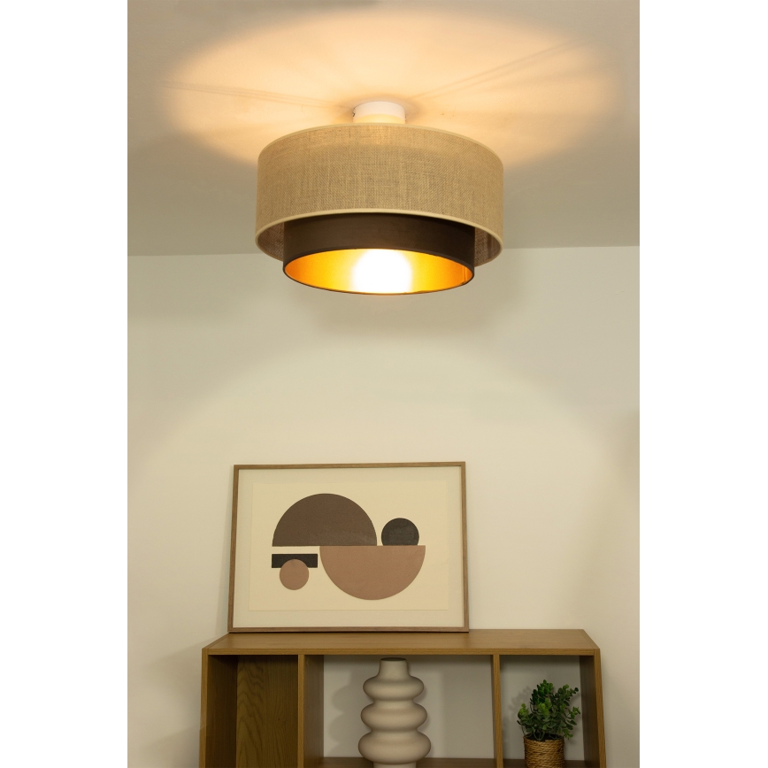 Prisadený luster SARTA 1xE27/60W/230V pr. 45 cm hnedá/juta