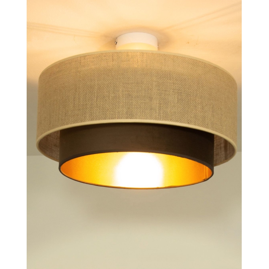 Prisadený luster SARTA 1xE27/60W/230V pr. 45 cm hnedá/juta