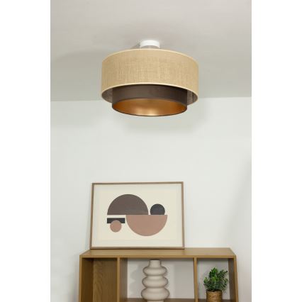 Prisadený luster SARTA 1xE27/60W/230V pr. 45 cm hnedá/juta