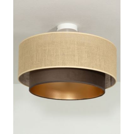 Prisadený luster SARTA 1xE27/60W/230V pr. 45 cm hnedá/juta