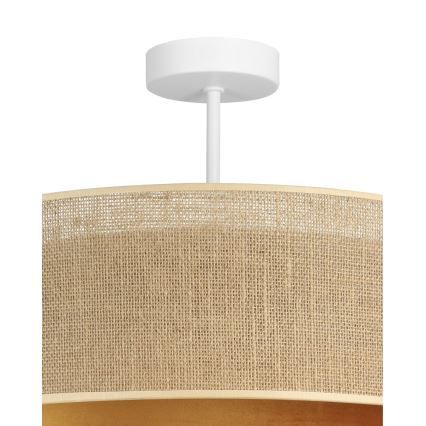 Prisadený luster SARTA 1xE27/60W/230V, priemer 45 cm, meď/juta