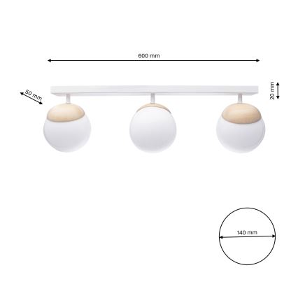 Prisadený luster SFERA WOOD 3xE14/40W/230V