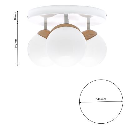 Prisadený luster SFERA WOOD 3xE14/40W/230V