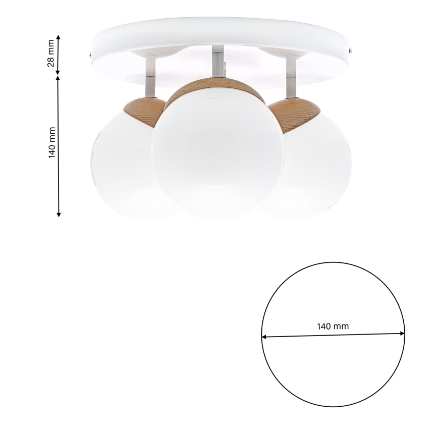 Prisadený luster SFERA WOOD 3xE14/40W/230V