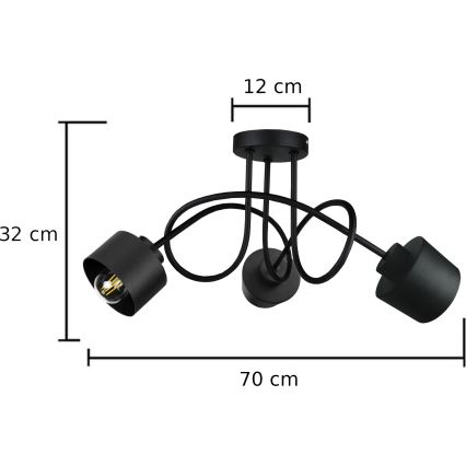 Prisadený luster SIMPLY BLACK 3xE27/60W/230V