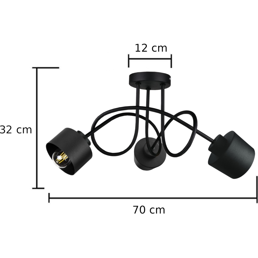 Prisadený luster SIMPLY BLACK 3xE27/60W/230V