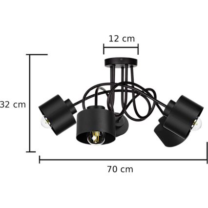 Prisadený luster SIMPLY BLACK 5xE27/60W/230V
