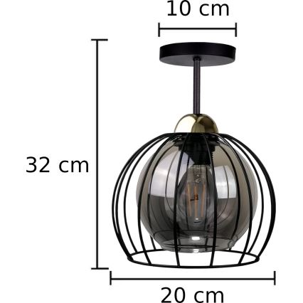 Prisadený luster SOLO BLACK 1xE27/60W/230V čierna/zlatá