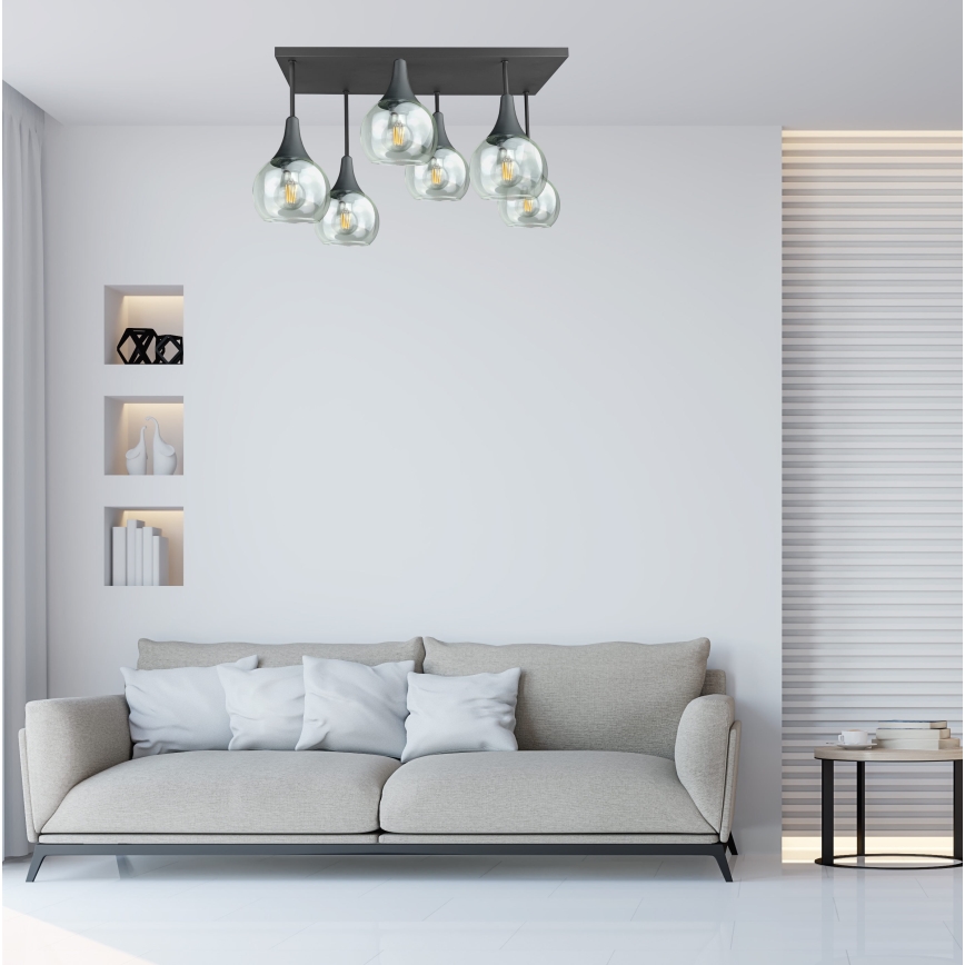 Prisadený luster SOMA 6xE27/60W/230V čierna/číra