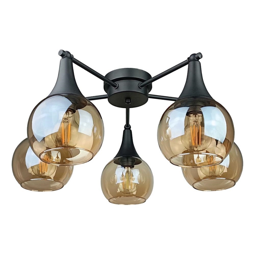 Prisadený luster STAR 5xE27/60W/230V čierna/dymová béžová
