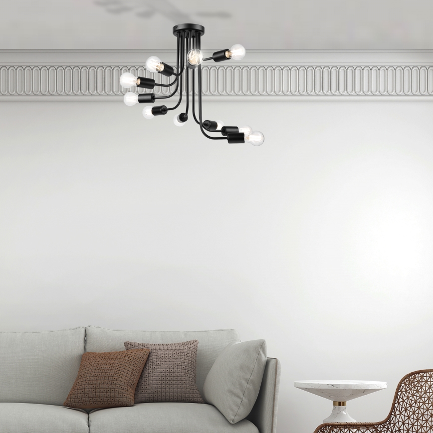 Prisadený luster TRINITY 10xE27/15W/230V čierna