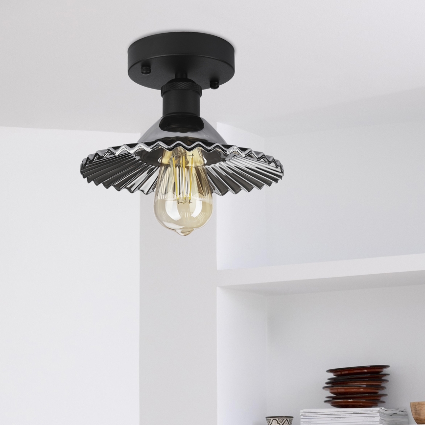 Prisadený luster TRISH 1xE27/15W/230V čierna/dymovo čierna