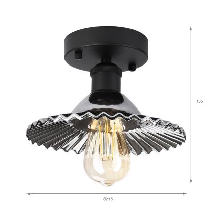 Prisadený luster TRISH 1xE27/15W/230V čierna/dymovo čierna