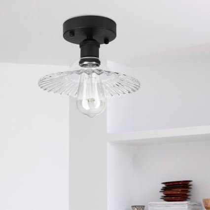 Prisadený luster TRISH 1xE27/15W/230V čierny/číry