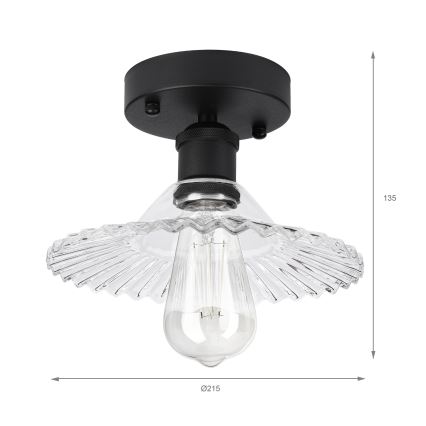 Prisadený luster TRISH 1xE27/15W/230V čierny/číry