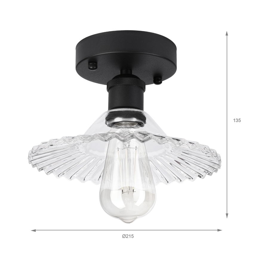 Prisadený luster TRISH 1xE27/15W/230V čierny/číry