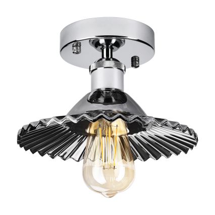 Prisadený luster TRISH 1xE27/15W/230V lesklý chróm/dymová čierna