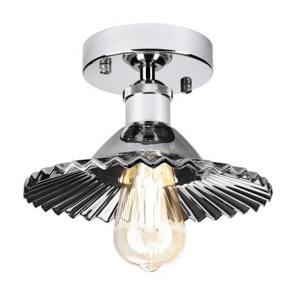 Prisadený luster TRISH 1xE27/15W/230V lesklý chróm/dymová čierna