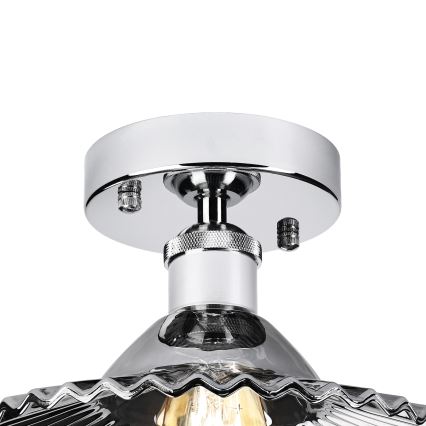 Prisadený luster TRISH 1xE27/15W/230V lesklý chróm/dymová čierna