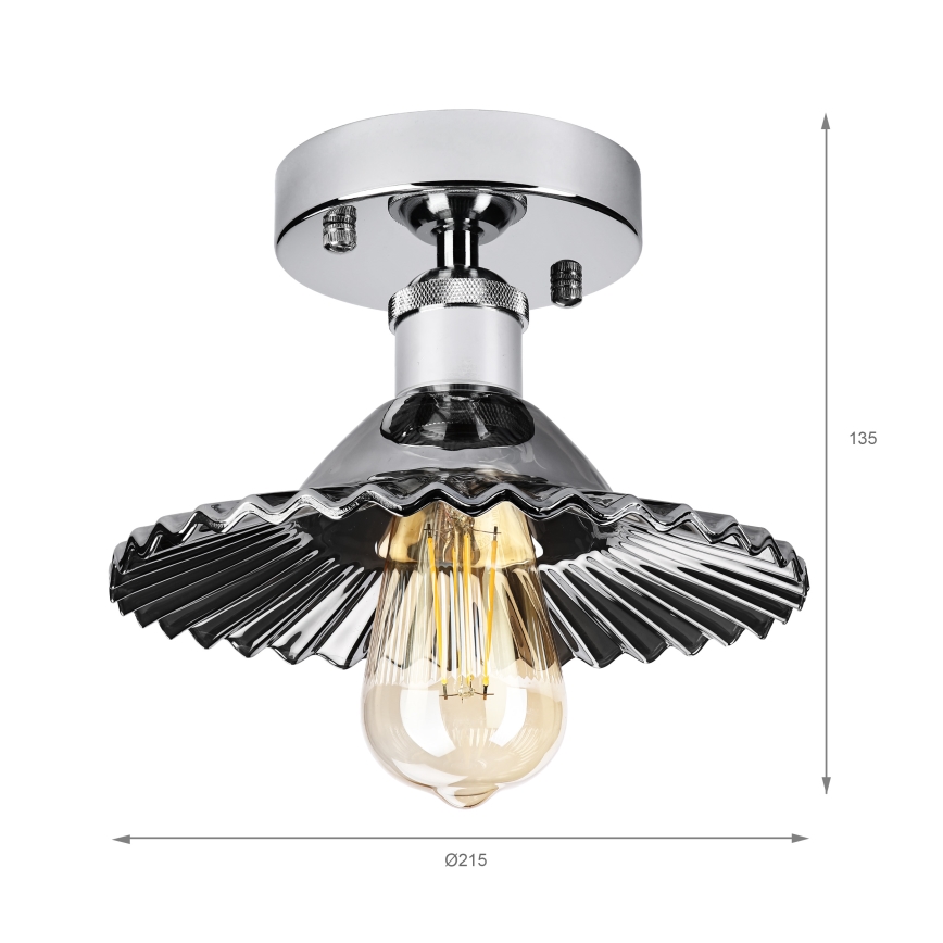 Prisadený luster TRISH 1xE27/15W/230V lesklý chróm/dymová čierna