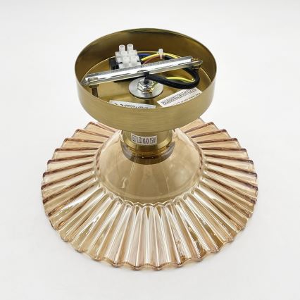 Prisadený luster TRISH 1xE27/15W/230V zlatá/dymovo-béžová