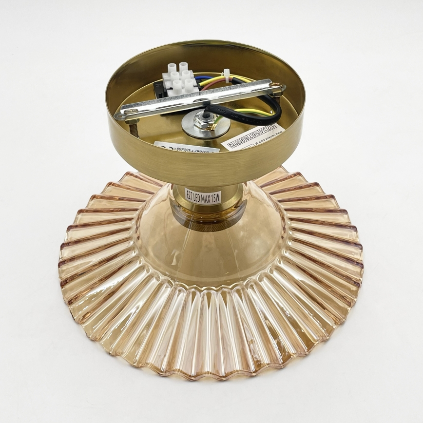 Prisadený luster TRISH 1xE27/15W/230V zlatá/dymovo-béžová