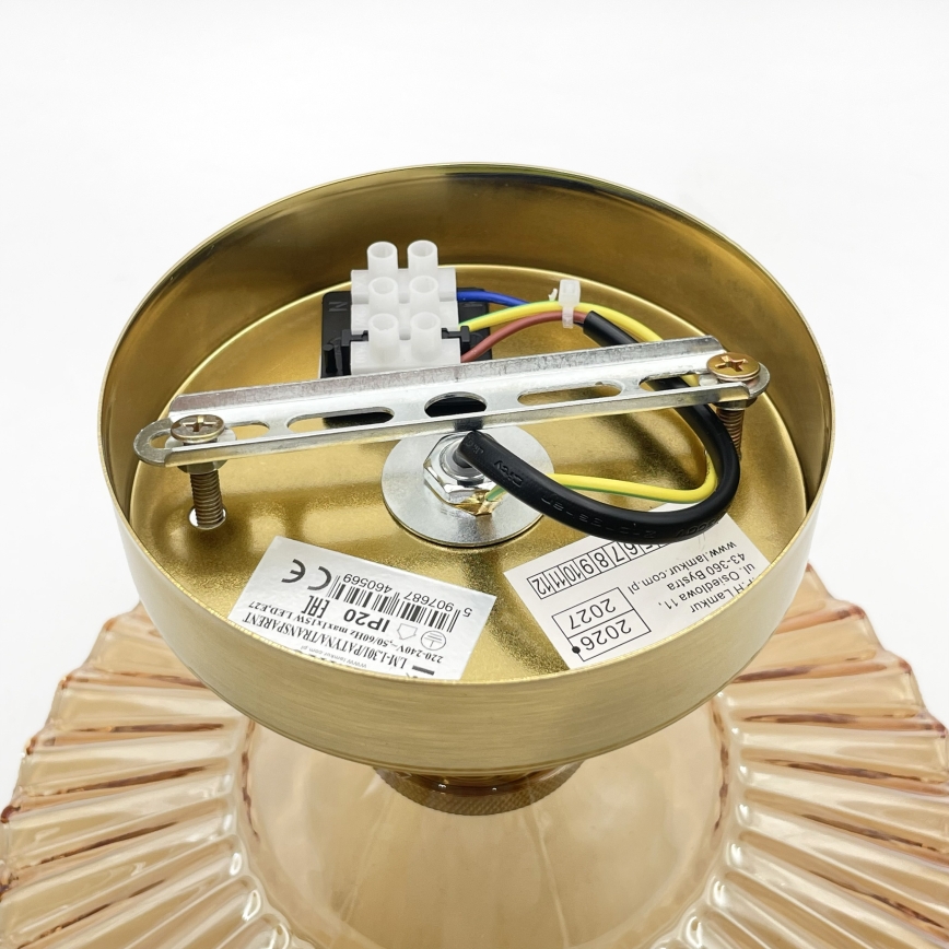 Prisadený luster TRISH 1xE27/15W/230V zlatá/dymovo-béžová