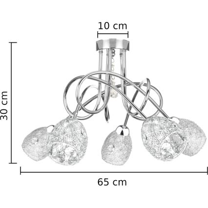 Prisadený luster TWIST CRYSTAL 5xE14/40W/230V