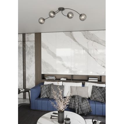 Prisadený luster VIBRA 4xE14/10W/230V čierna/šedá